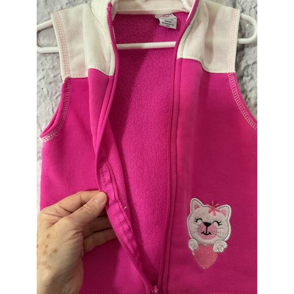 Cute Cat Zip Front Vest 24 M Pink & White - Picture 6 of 6